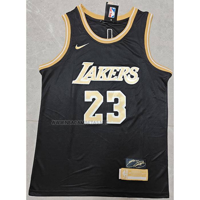 Camiseta Los Angeles Lakers LeBron James NO 23 Select Series Oro Negro